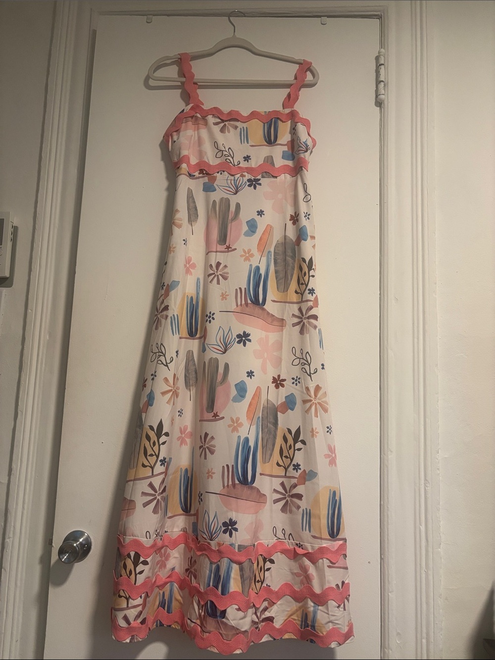 Amazon  women’s Pink Floral & Cactus Print Maxi Dress